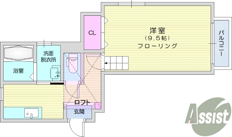 1K、独立洗面台、インターネット無料