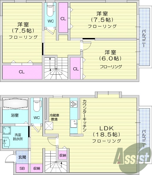 ３LDK、エアコン、都市ガス、ネット無料