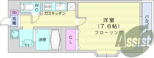 1Ｋ、システムキッチン、モニター付きインターホン、エアコン