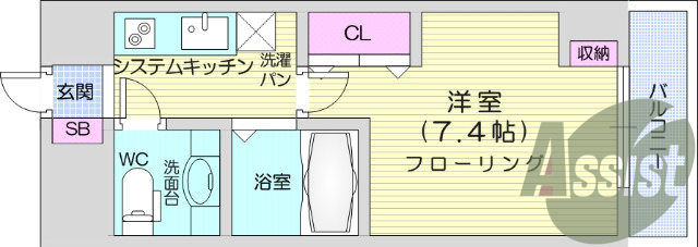 1K、セパレート、オール電化、クローゼット、オートロック