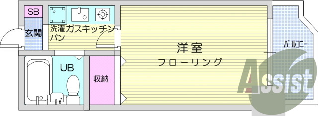 1R、エアコン、オートロック、エレベーター