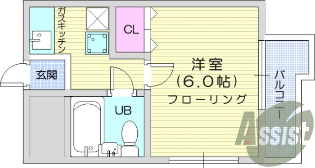 １K、ペット飼育可、バストイレ別、エレベーター、都市ガス