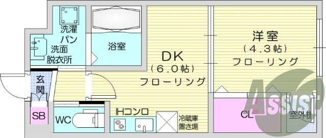 １ＤＫ・床暖房・ＩＨ・エアコン・浴室乾燥機