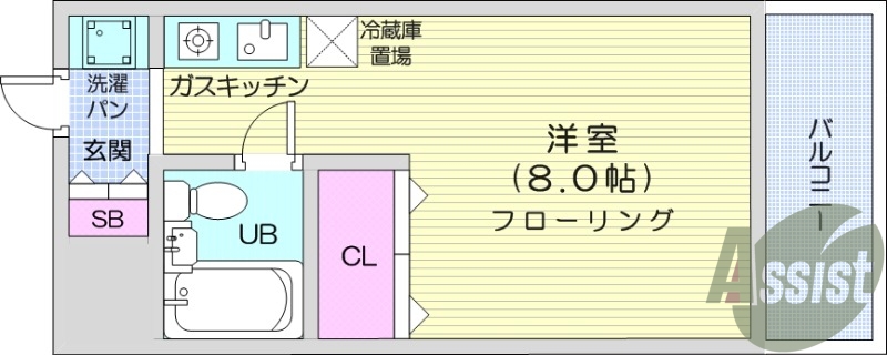 ワンルーム、モニター付きインターホン、バストイレ別。
