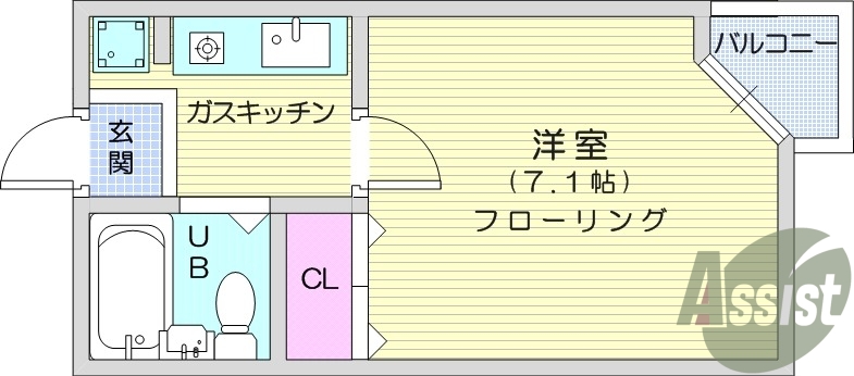 1K・インターホン・エアコン・ユニットバス