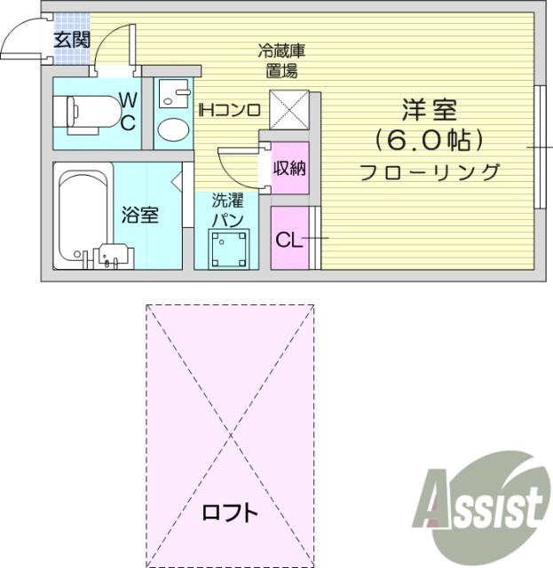1K 、エアコン、バストイレ別、シャンプードレッサー