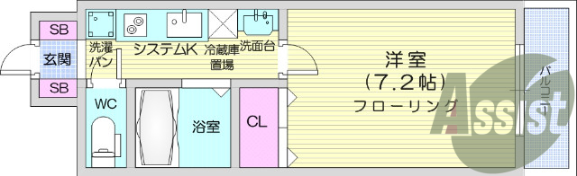 1K、フローリング、エレベーター、温水洗浄便座