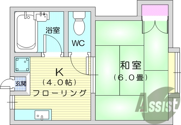 1K、追い炊き機能、エアコン、室内洗濯機置き場