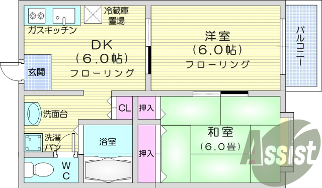 2DK・南向き・角部屋・追焚・エアコン・インターホン