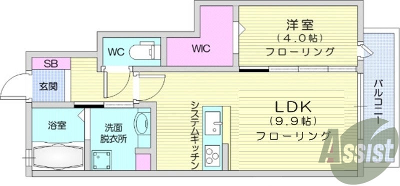 1LDK、浴室乾燥機、IHコンロ、SECOM、独立洗面台。