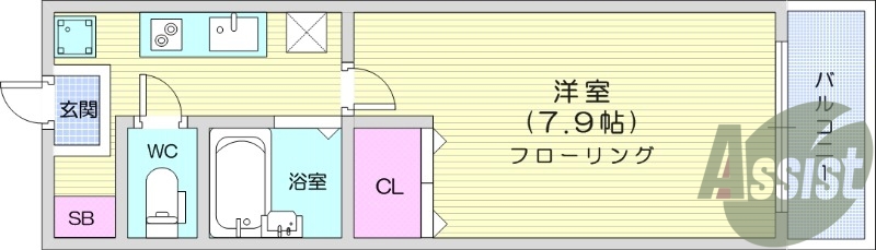 １Ｋ、フローリング、エアコン、クローゼット