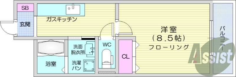 1K、エアコン、室内洗濯機置場、トイレ浴室別、収納