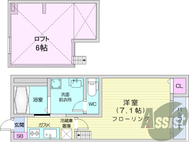 お写真は101号室のものです。参考にしてくださいませ。