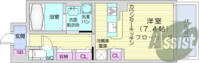 １Ｋ・エアコン・洗面脱衣所・モニター付きインターホン