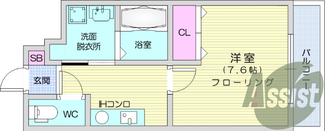 1Ｋ、ＩＨコンロ、追焚機能、地デジ対応、バストイレ別、給湯