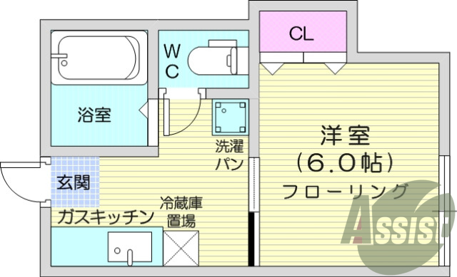 1K、追い焚き、バストイレ別、ウォシュレット機能