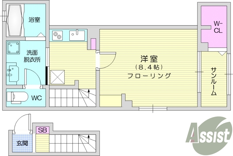 1K、ネット無料、エアコン、浴室乾燥機、ペット可