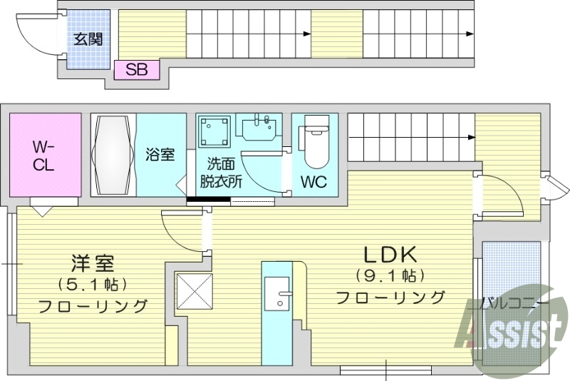 1LDK、ネット無料、エアコン、浴室乾燥機、ペット可