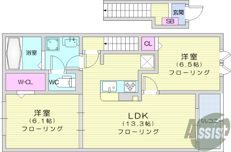 2LDK、ペット可、浴室乾燥機、追い焚き、宅配ボックス