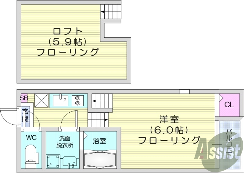 1K、浴室乾燥機、洗面化粧台、モニター付きインターホン