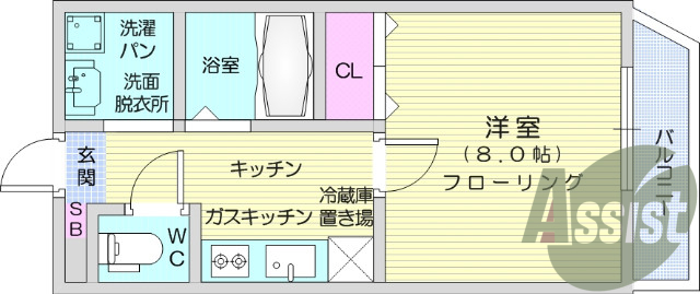 1K、システムキッチン、オートロック、独立洗面台