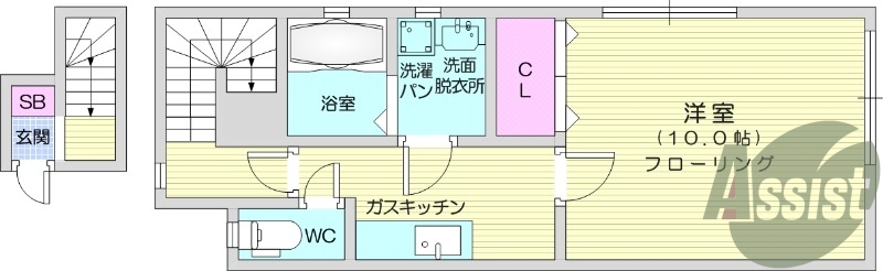 1LDK、浴室乾燥、シャンプードレッサー