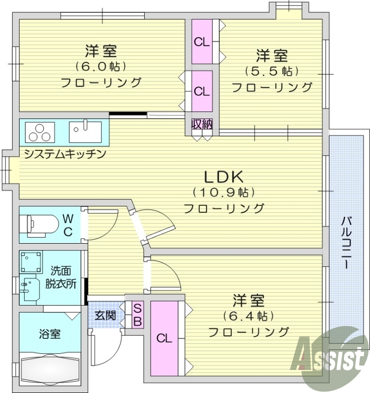 3LDK、温水洗浄便座、独立洗面台、ペット可、追い焚き