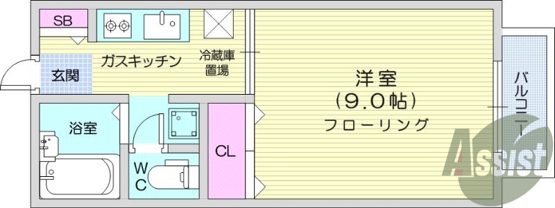1K、エアコン、シューズボックス、温水洗浄便座