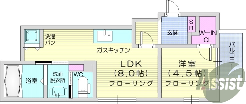 １LDK、駅近、共有スペース、バルコニー水洗