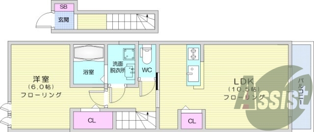 1LDK、浴室乾燥機付き、追い焚き機能付き