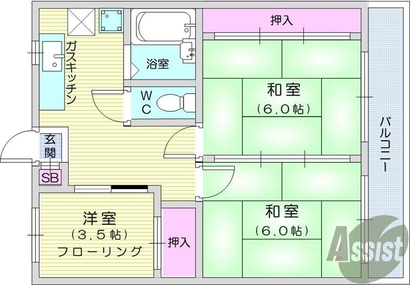3K・シャワー・追炊機能・温水洗浄便座・2口コンロ・エアコン