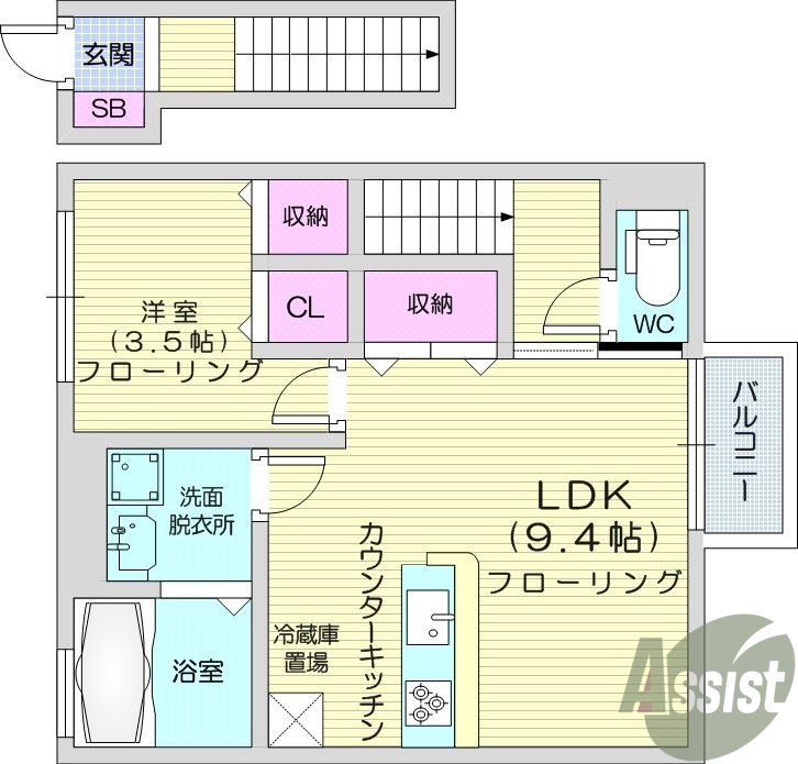 1ＬＤＫ、カードキー、デジタル放送、住宅用火災警報器、給湯