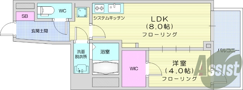 1LDK、収納スペース、エアコン、洗面所独立