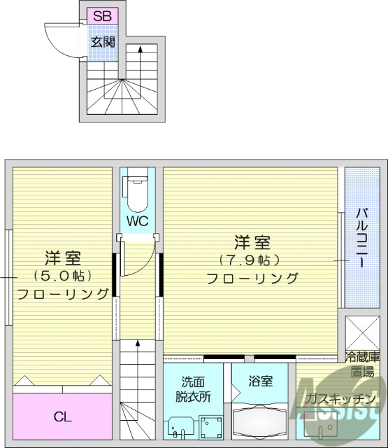2K、追い焚き機能、浴室乾燥機、バストイレ別、独立キッチン