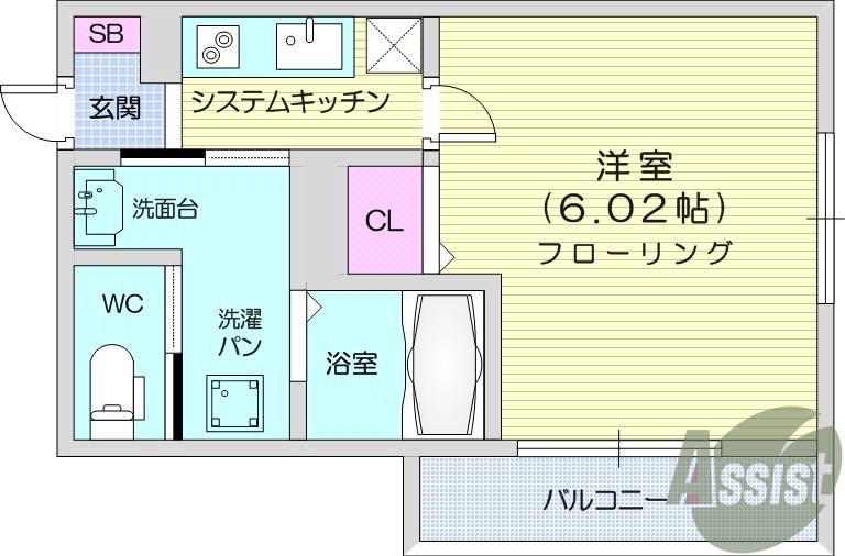 1K、エアコン、浴室乾燥、ネット無料、モニターホン