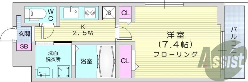 1K、防犯カメラ、宅配ボックス、インターネット使用料無料