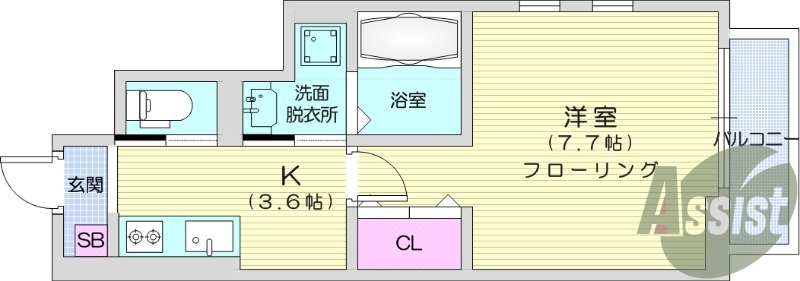1K、浴室乾燥、洗面化粧台、ネット無料、エアコン