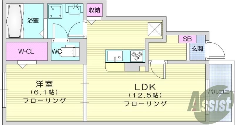 1LDK、ペット相談、ネット無料、浴室乾燥、洗面化粧台