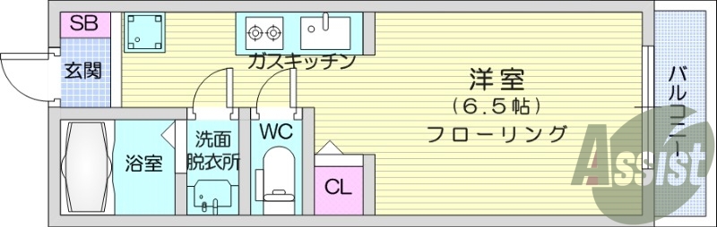 1R、エアコン、室内洗濯機置き場、トイレ浴室別、収納