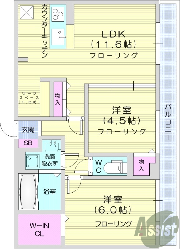 ２LDK、エアコン、都市ガス、オートロック
