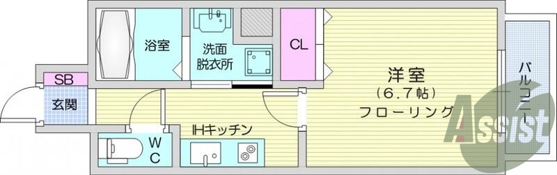 １K、オートロック、エレベーター、宅配BOX、防犯カメラ