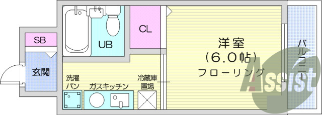 １K、エアコン、ペット相談、ユニットバス、室内洗濯機置き場