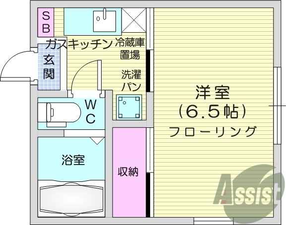 1K、追い焚き、温水洗浄便座、インターネット無料。