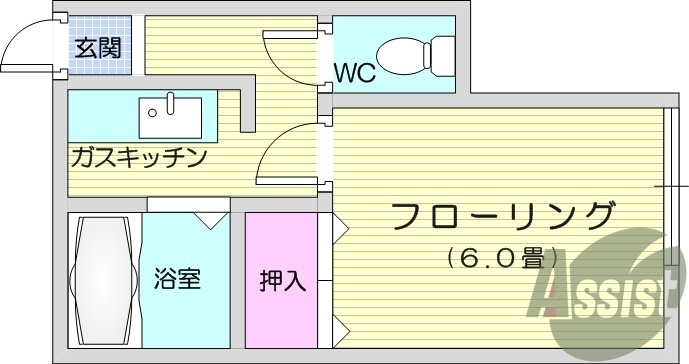 １k、女性限定、和室、トイレ、エアコン、キッチン