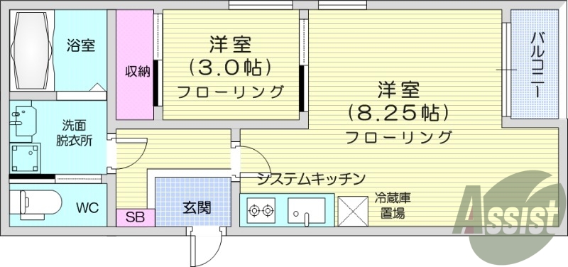1LDK、追い焚き、温水洗浄便座、モニター付きインターホン。