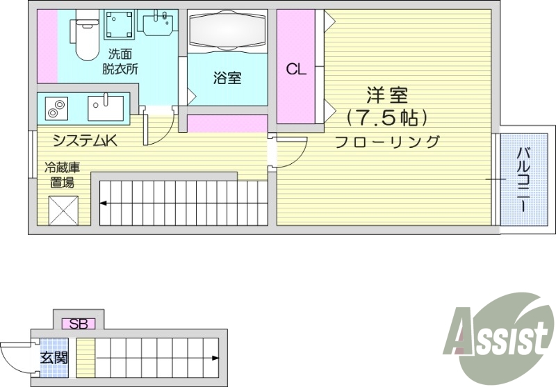 1K、バストイレ別、独立洗面台、温水洗浄便座