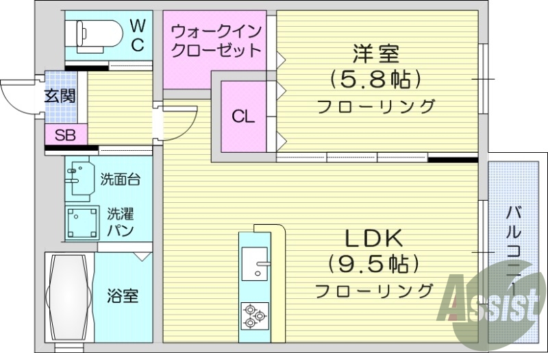 1LDK、追い焚き機能、トランクルーム、洗面所独立