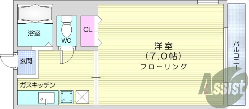 １K、モニター付きインターフォン、ウォッシュレット