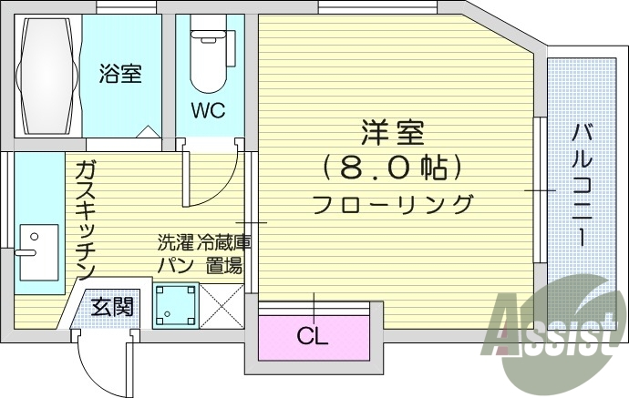 １K、モニター付きインターフォン、ウォッシュレット