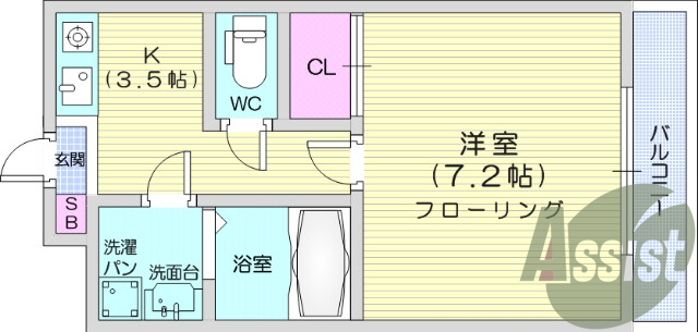 1Ｋ、南向き、バストイレ別、ネット無料、独立洗面台